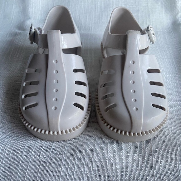 Mini Melissa Girl's Mini Aranha Jelly Flat Sandals White and Silver Glitter Sz 7 - Picture 14 of 14